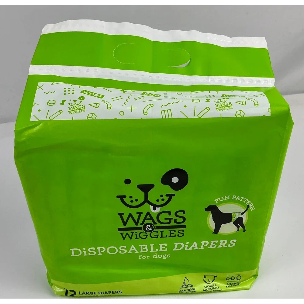 Wags & Wiggles Disposable Dog Diapers Large 12‎ Count 18–22.5 Waist